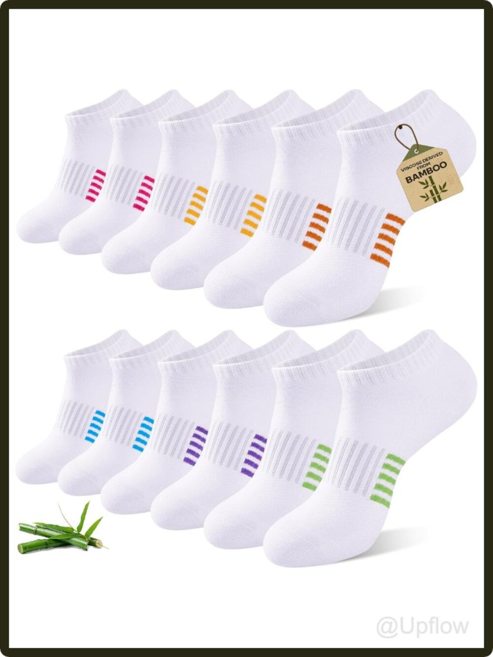 Women's Bamboo Viscose Ankle Socks 6 Pack Low Cut Seamless Toe Arch Support